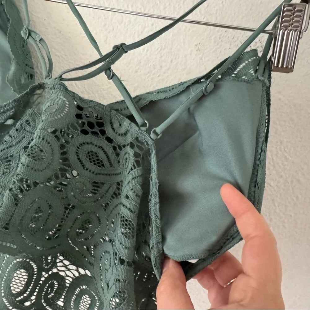 Justify Lace Bralette Green Large Criss Cross Strappy New Cottagecore Dolette